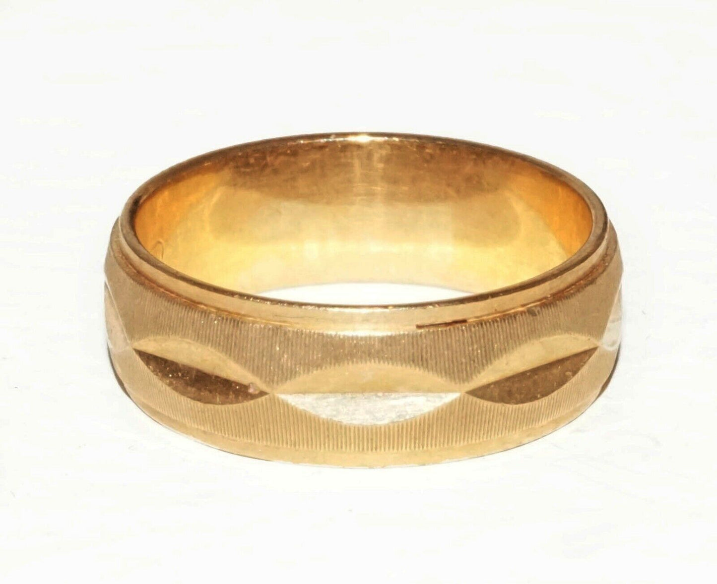 Vintage 14k Yellow Gold Wedding Band Ring Sz.5.5 w. Textured Design (BrM)#1