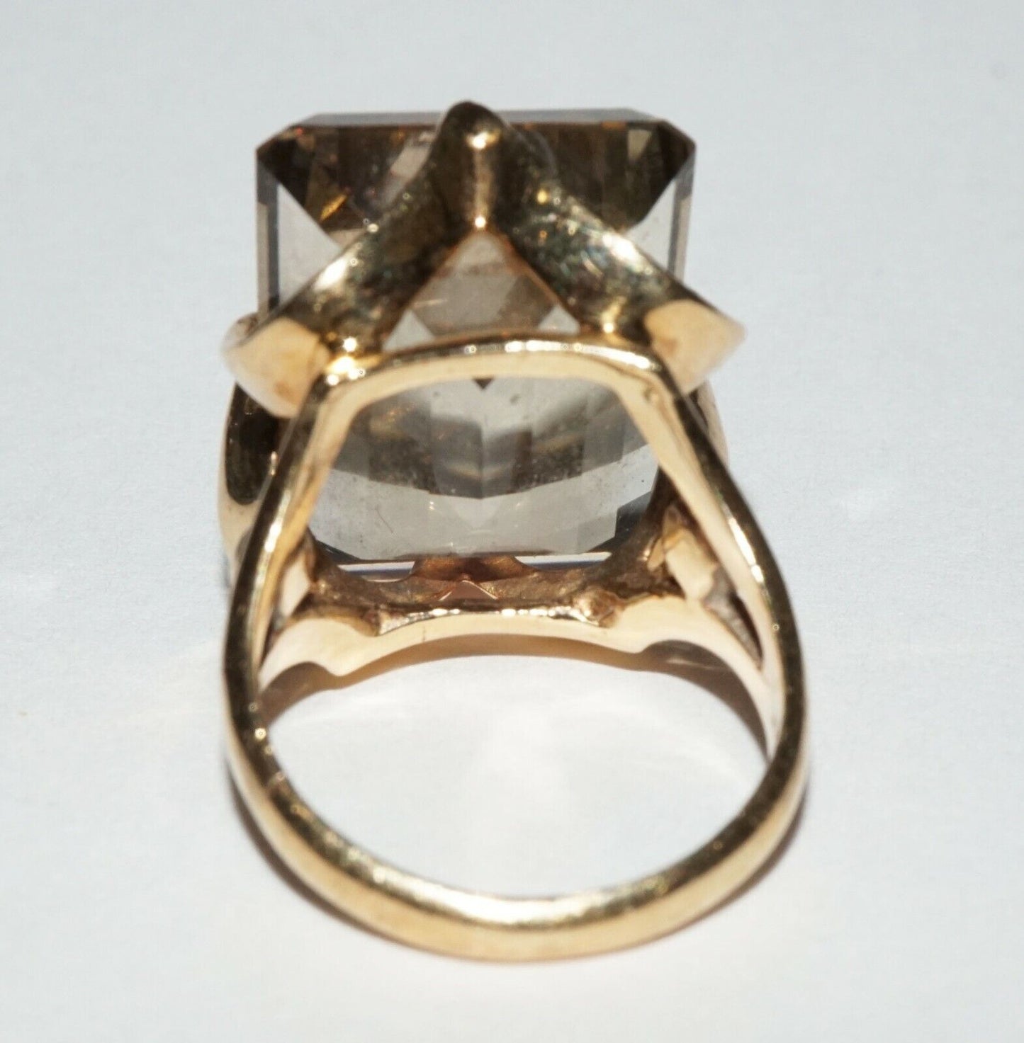 Vintage 14k Yellow Gold Ring Sz.6 w. Emerald cut Smoky Quartz (NaD)#1b