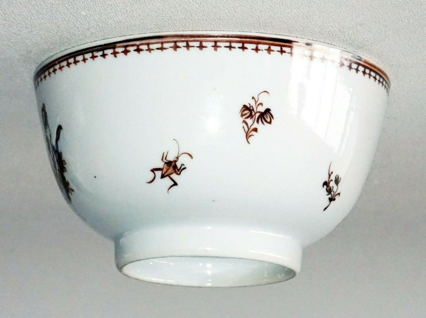 18C Chinese Export Ware Porcelain Bowl w. Aubergine Floral Motif (FLA) IC