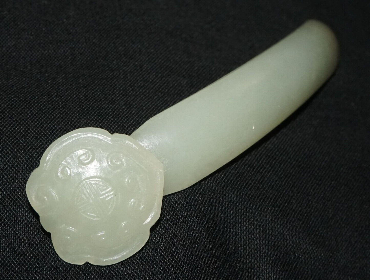 Antique Chinese Nephrite Jade Carved Ruyi Scepter Motif Hair Ornament (Les)L21