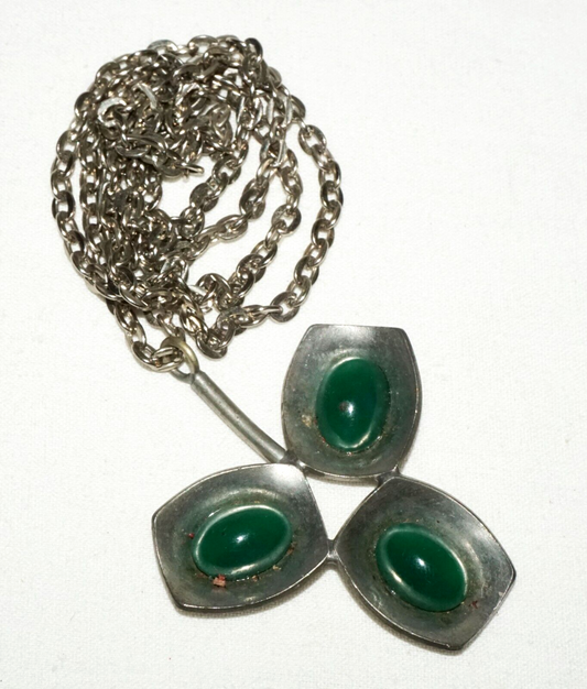 Denmark Mid Century Modern Pewter Necklace and Pendant by Jorgen Jensen (TuD)