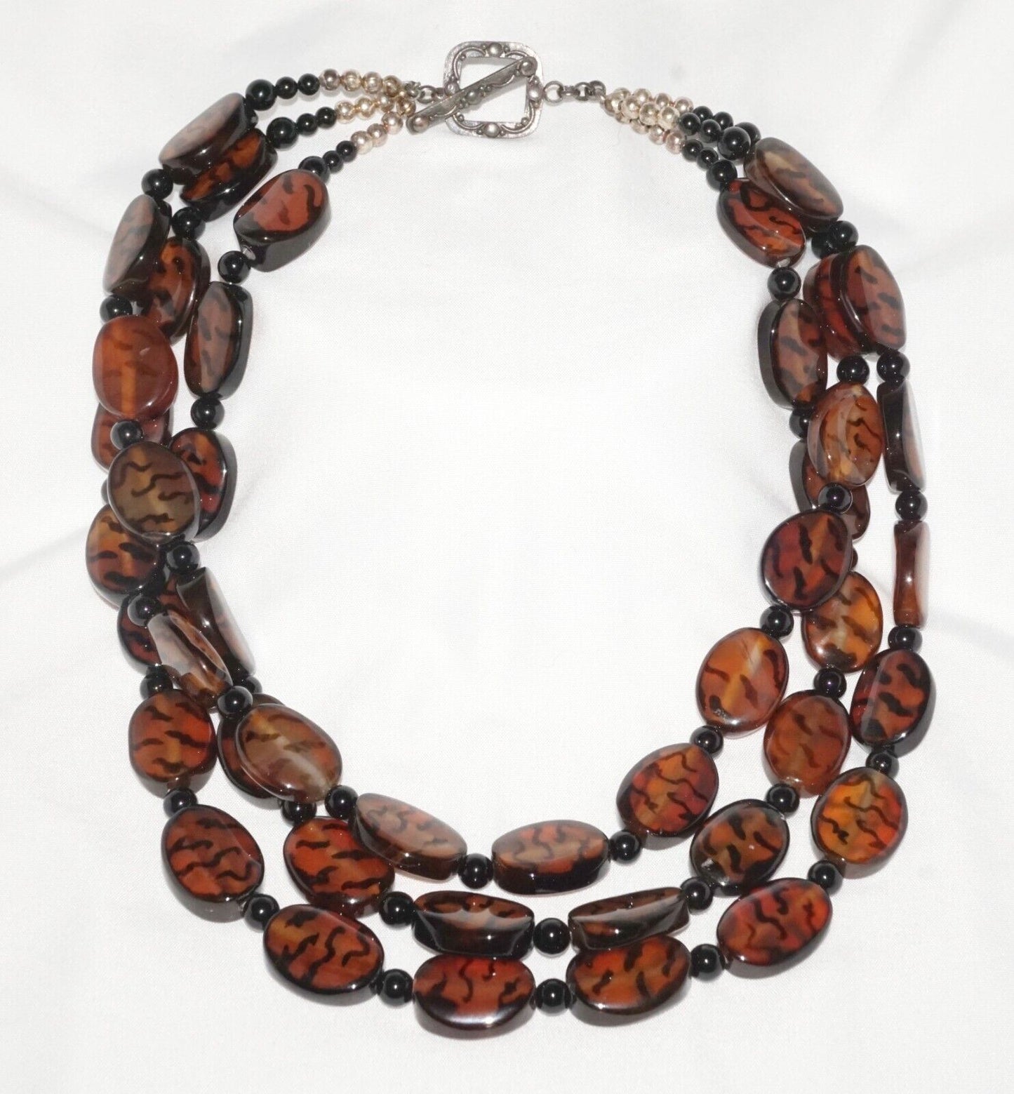 Tortoise Shell Glass Beaded Chunky Necklace (MaM)3