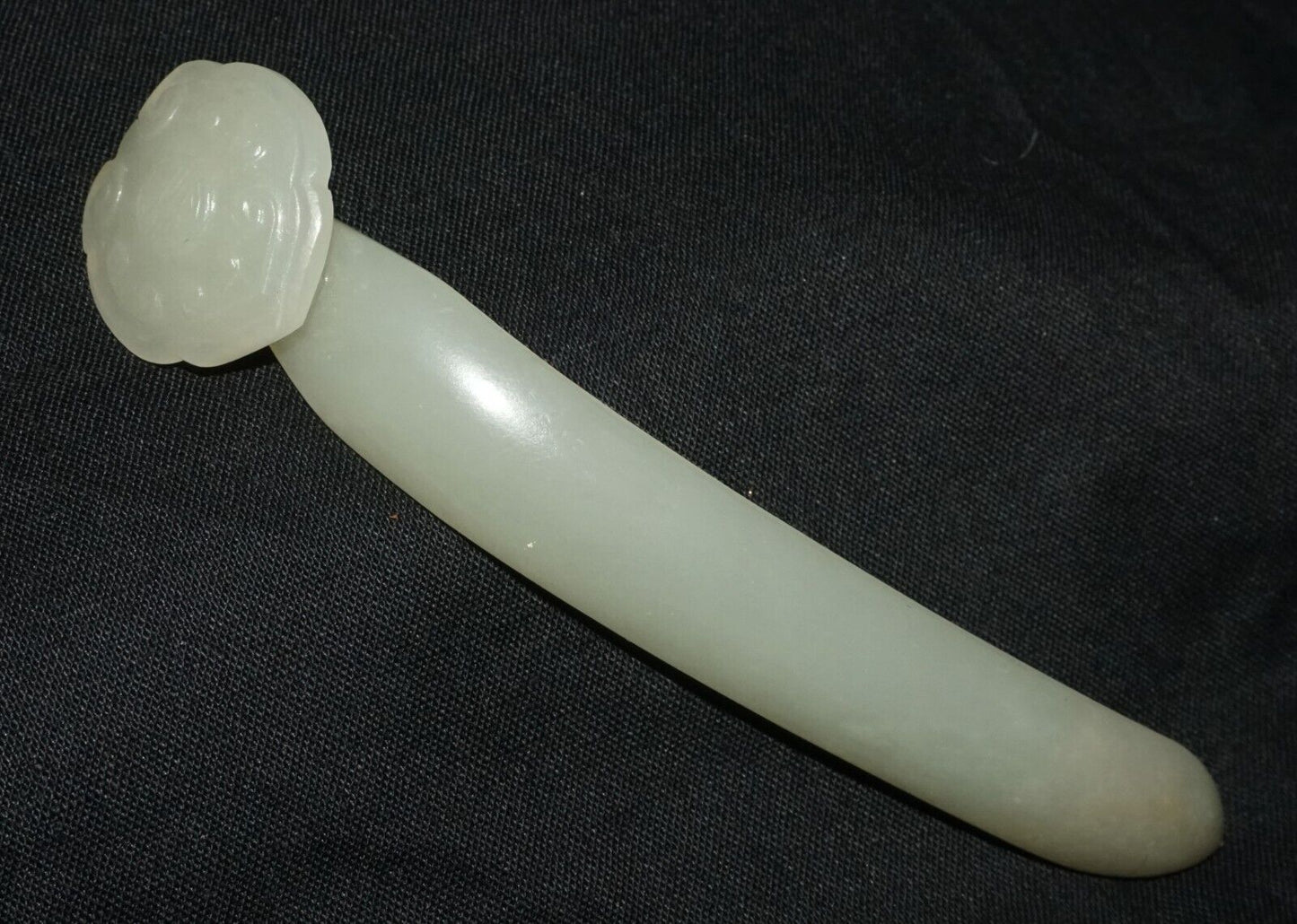 Antique Chinese Nephrite Jade Carved Ruyi Scepter Motif Hair Ornament (Les)L21