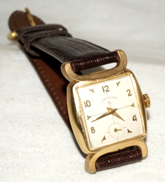 1952 US Gold Plated Mens 21 Jewels Wristwatch by Lord Elgin (InS)#L4