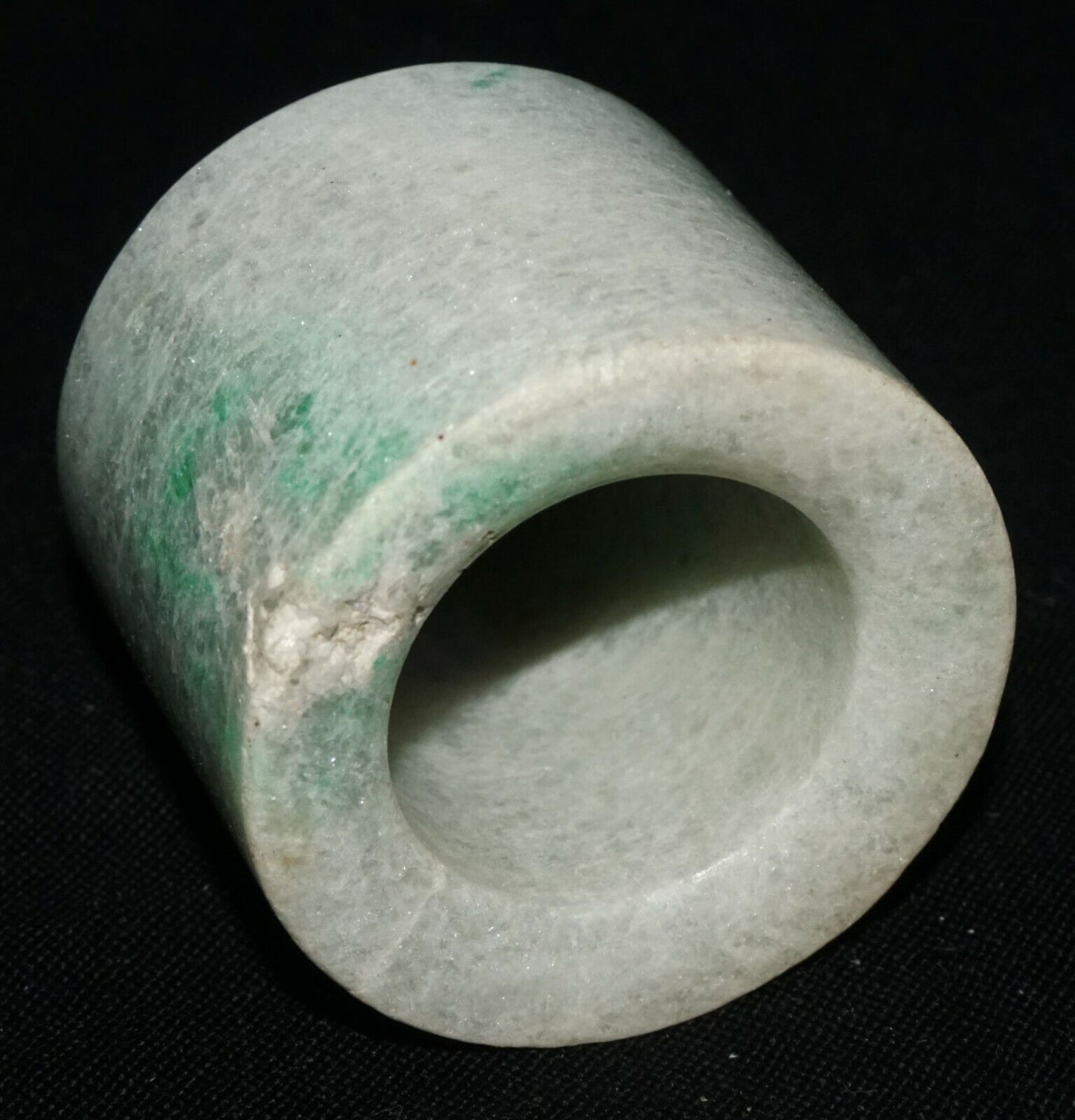 Vintage Chinese Jadeite Jade Archer Ring Sz.12.5 w. Green Markings (LeS)G2