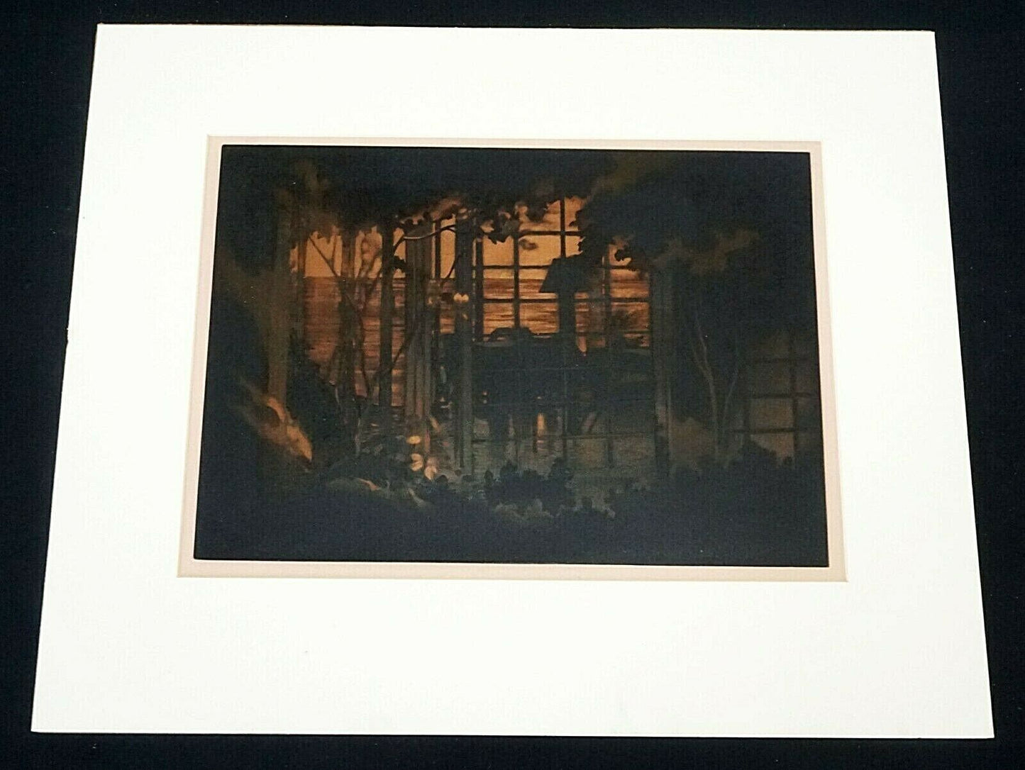 Vintage Hawaii Photogravure on Copperplate Interior Scene & Ocean unknown (RuJ)