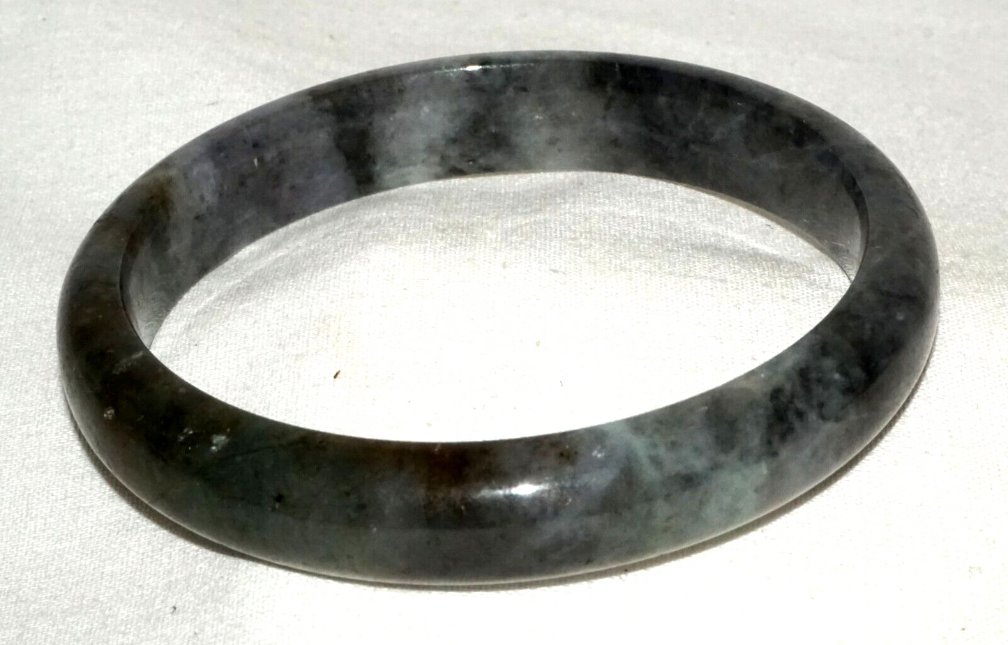 Vintage Chinese Grey & Dark Green Jadeite Jade Bangle Bracelet (InS)#L3