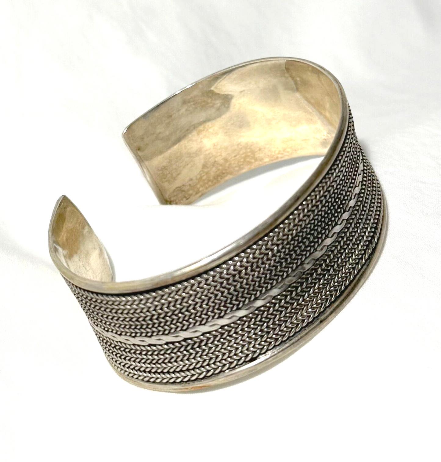 Vintage Silver 925 Chinese Ethnic Hmong Miao Cuff Bracelet (KiL)15