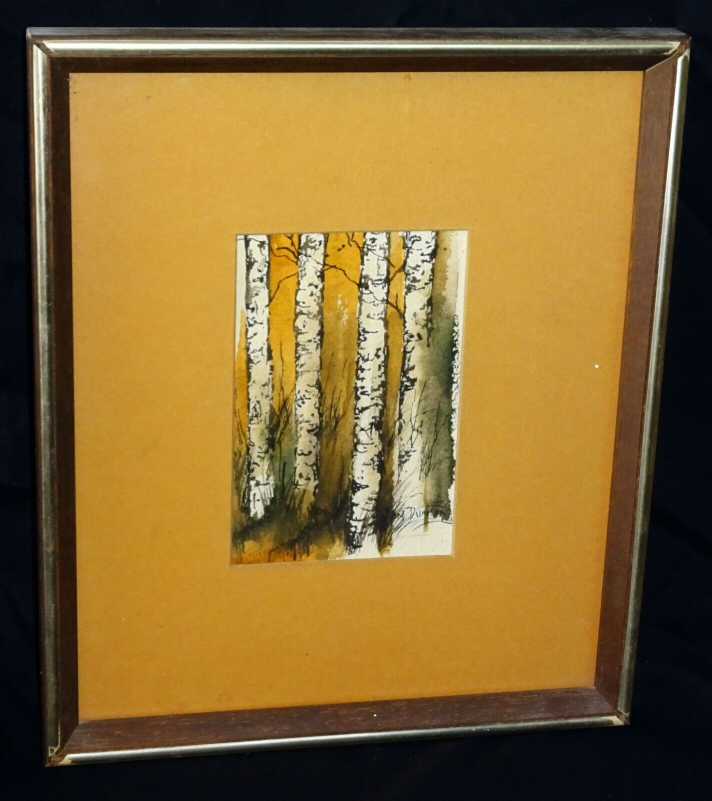 Vintage Framed WC Painting "Birch Trees, Mishawaka Indiana" by Jan Duncan (ScD)