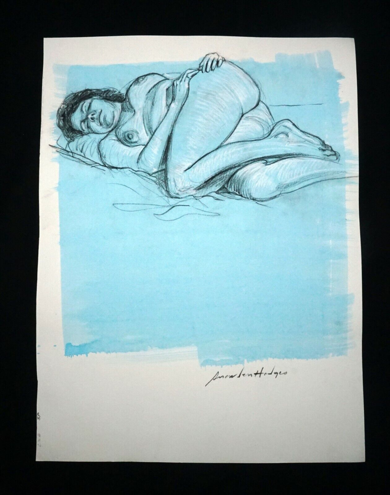 Hawaii Mixed Media Wash Painting Sleeping Female Nude Snowden Hodges (Sho)#145