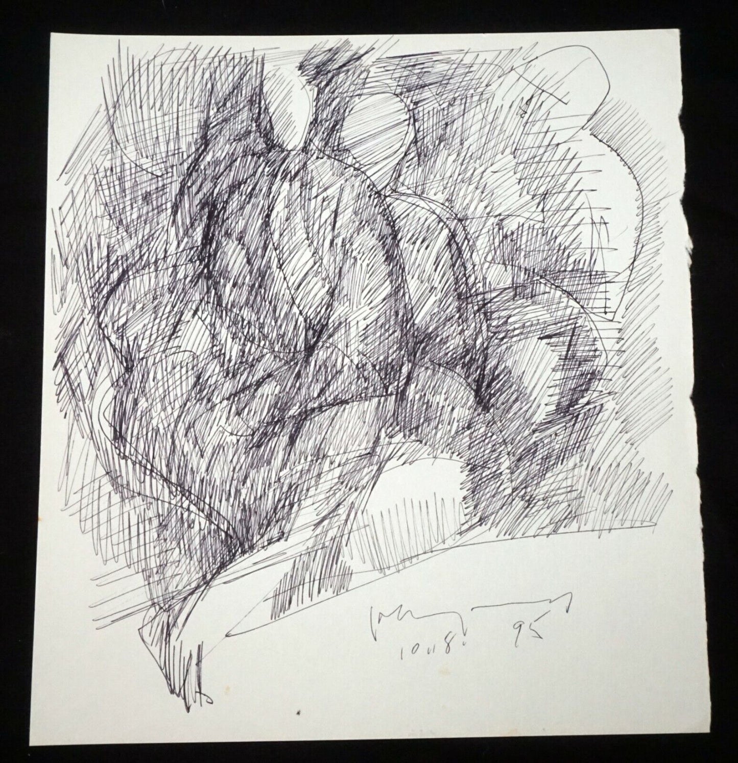 '95 Chinese Hawaii Abstract Drawing "Figures" John Chin Young (1909-1997)(SaJ)29