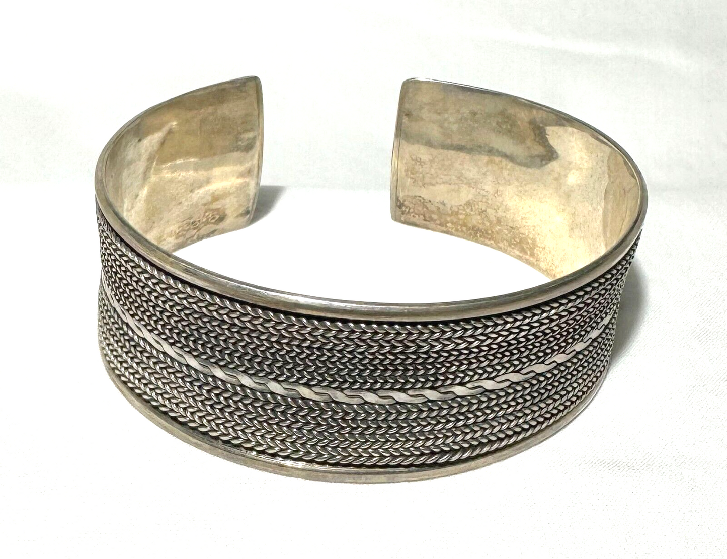 Vintage Silver 925 Chinese Ethnic Hmong Miao Cuff Bracelet (KiL)15