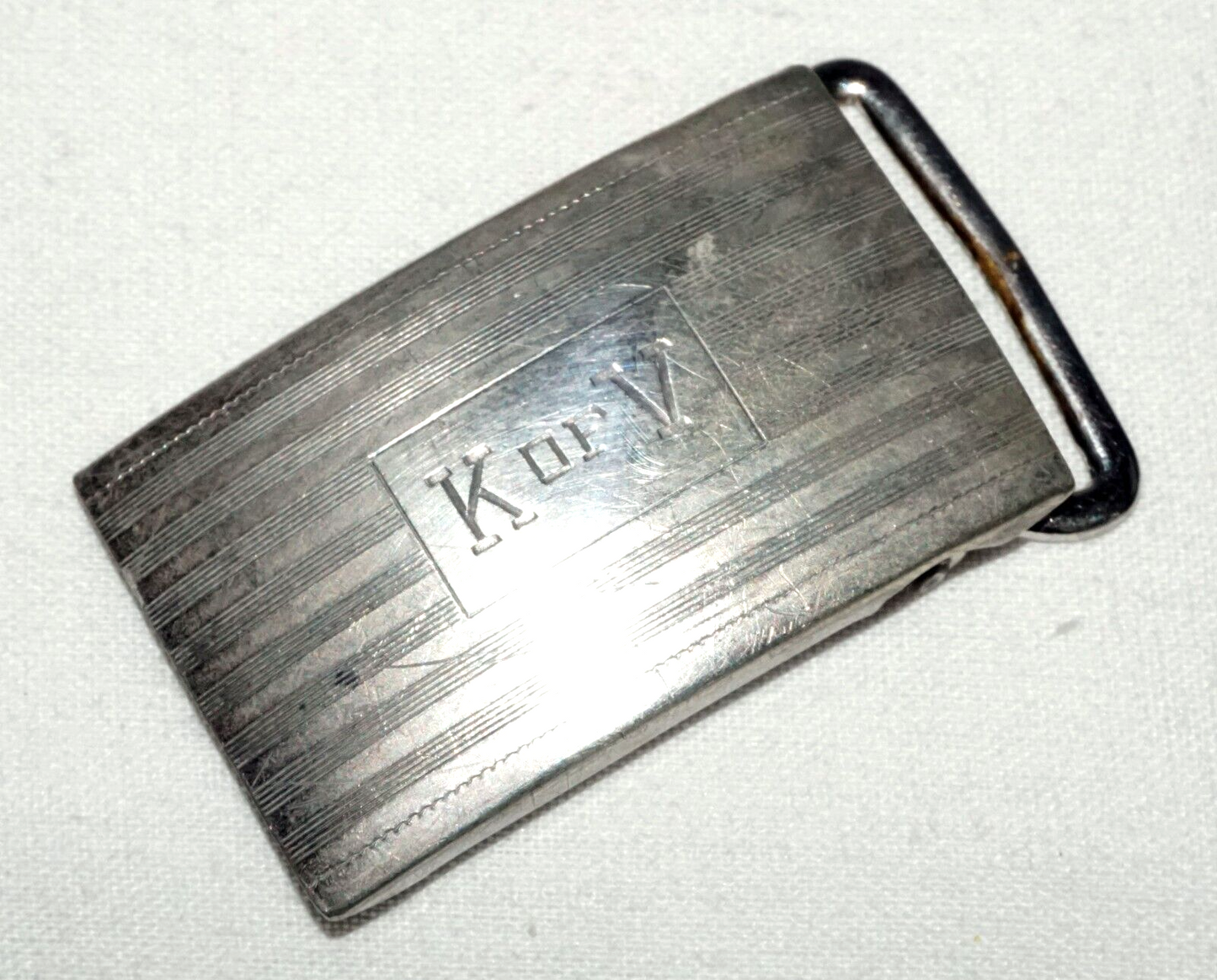 Vintage US Sterling Silver Ladies Belt Buckle "K of V" Engraving by Hayward(PiC)