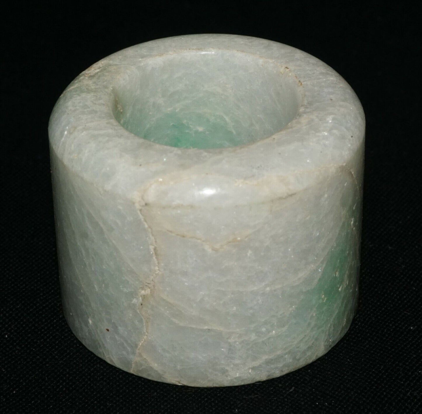 Vintage Chinese Jadeite Jade Archer Ring Sz.11 w. Green Markings (LeS)G2