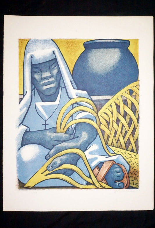 '78 Hawaii Print 19/150 Tali Ibe: Weaving Mats by Jean Charlot (1898-1979)(New)