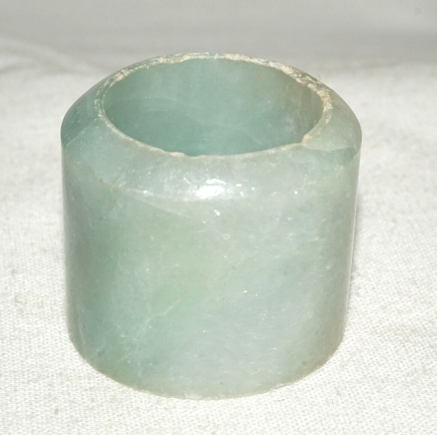 Antique Chinese Well Worn Blue Green Jadeite Jade Archers Ring Sz.12.25 (Les)L21