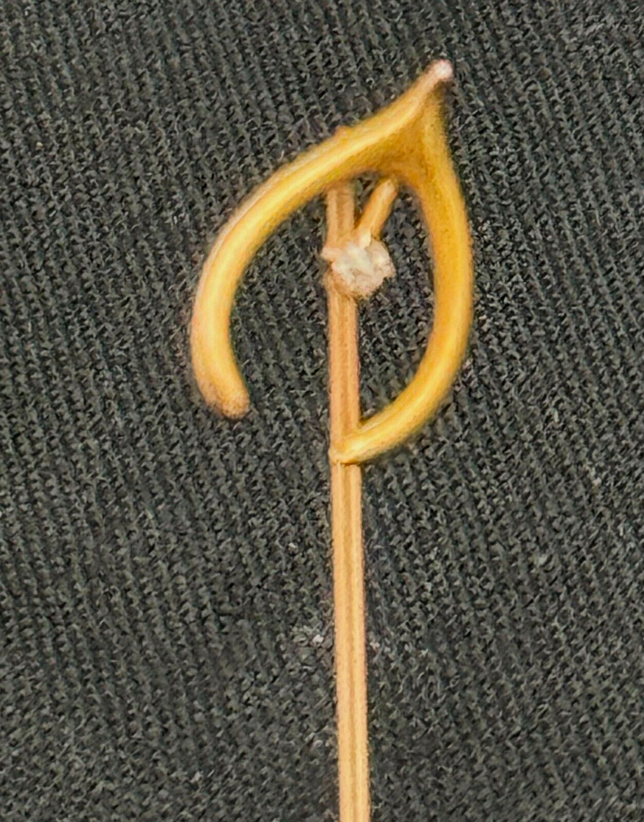 14k Yellow Gold Stick Pin with Diamond Accented Wish Bone (McC)