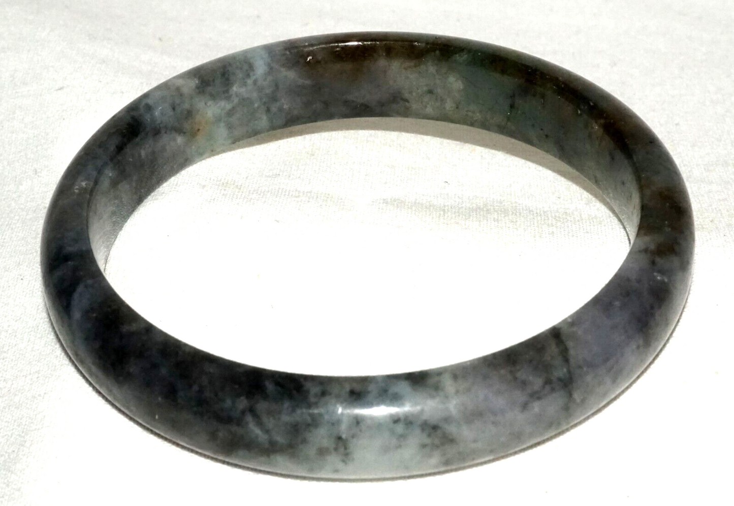 Vintage Chinese Grey & Dark Green Jadeite Jade Bangle Bracelet (InS)#L3