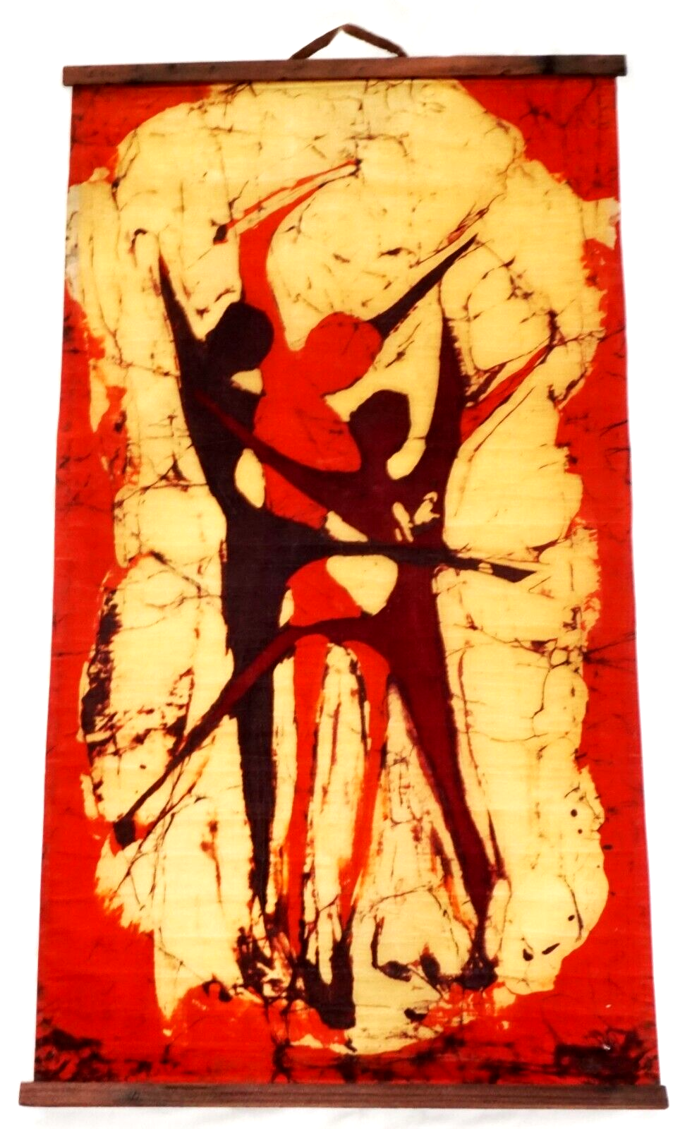 Mid-Century Batik painting on Fabric Three Dancers by unknown artist (LHa)