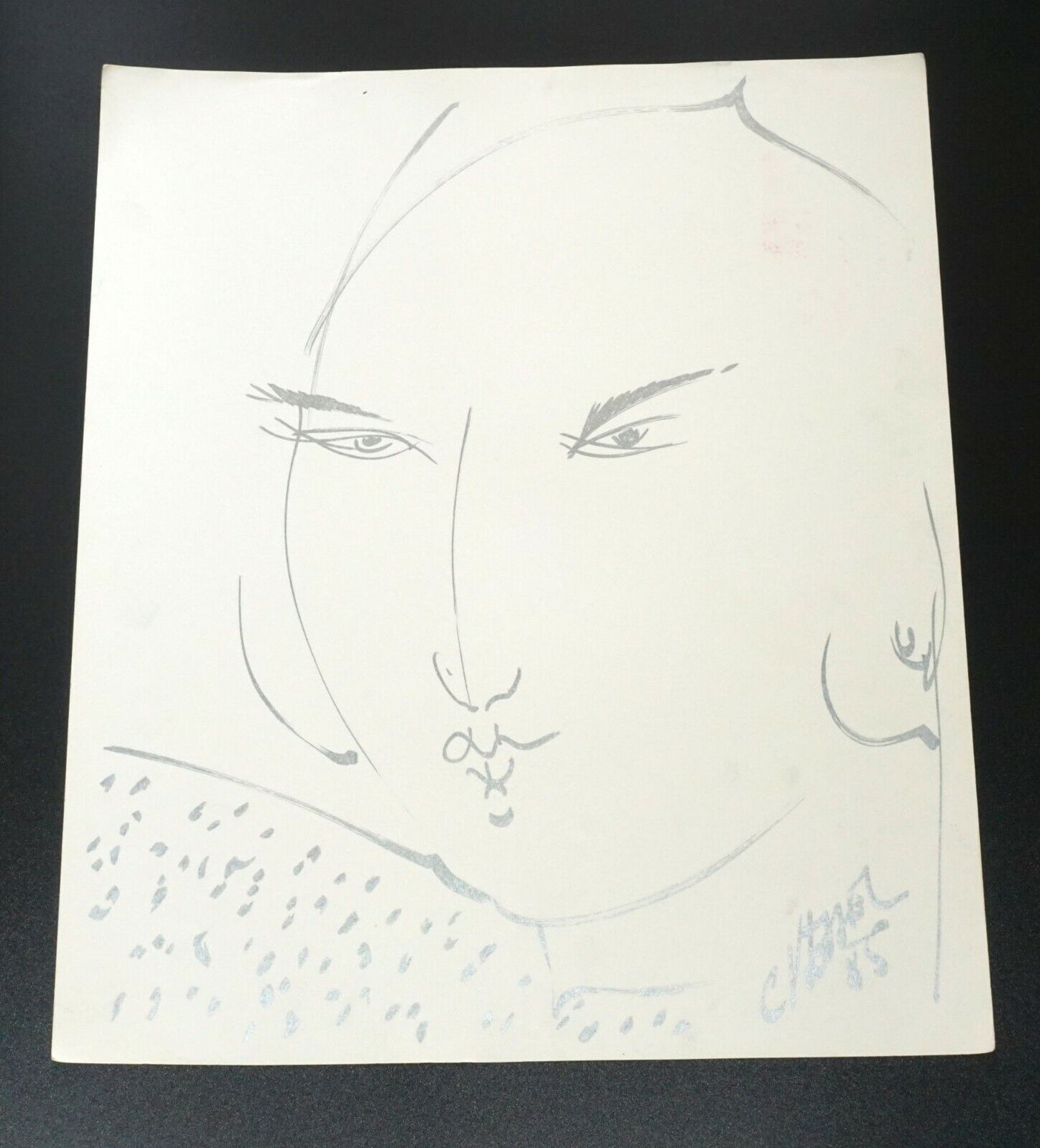 '85 France Hawaii Outsider Art Silver Pen Female Portrait Claude Vedel (EtJ)#44