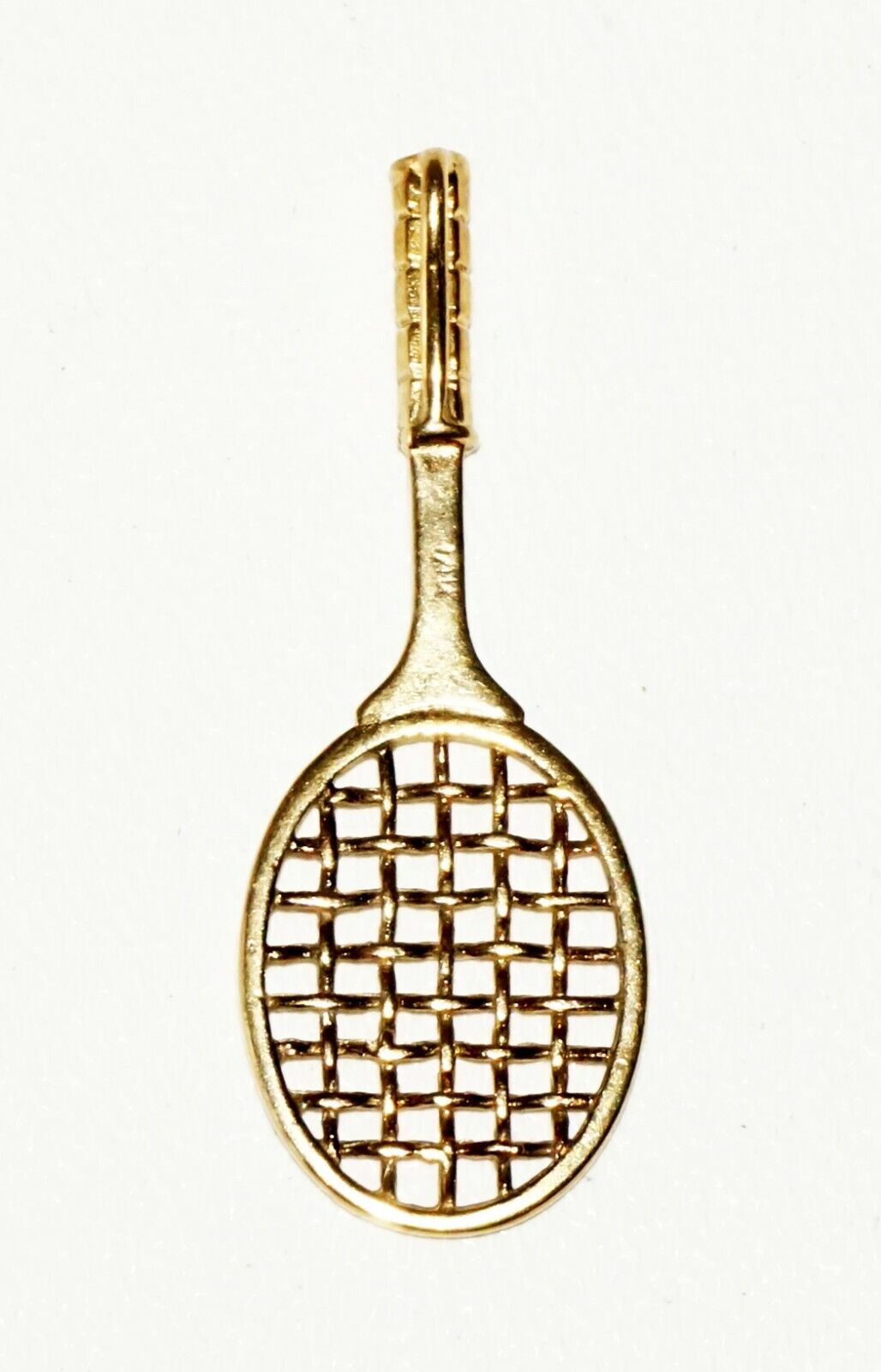 Vintage 14K Yellow Gold Tennis Racket Motif Pendant Charm (TaE)#77