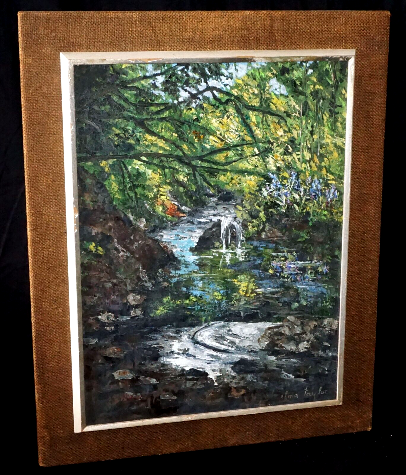 1970s Hawaii Oil Painting "Stream & Foliage" by Elma Taylor (1900 - 1992) (InS)