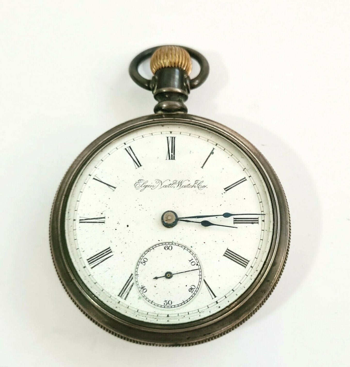 1897 US Silver Plated Open Face Gents Half Hunter Pocket Watch by Elgin (AHB)