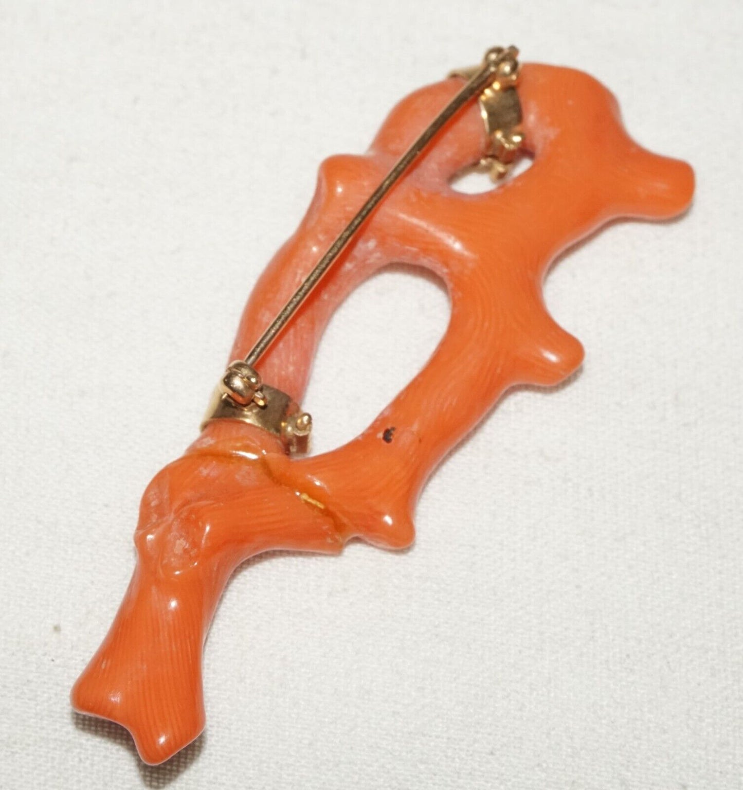 Vintage Chinese Red Coral Branch Brooch - Repaired (LeS)L22