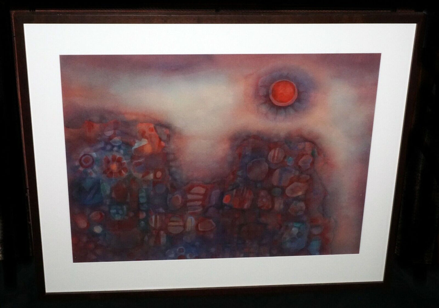 '03 Hawaii Modernist WC Painting Abstract Landscape by Charles Eisho Higa