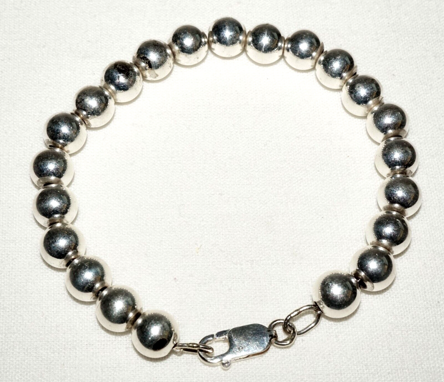 Vintage Sterling Silver Bead Bracelet w. Clasp (KoS) L8