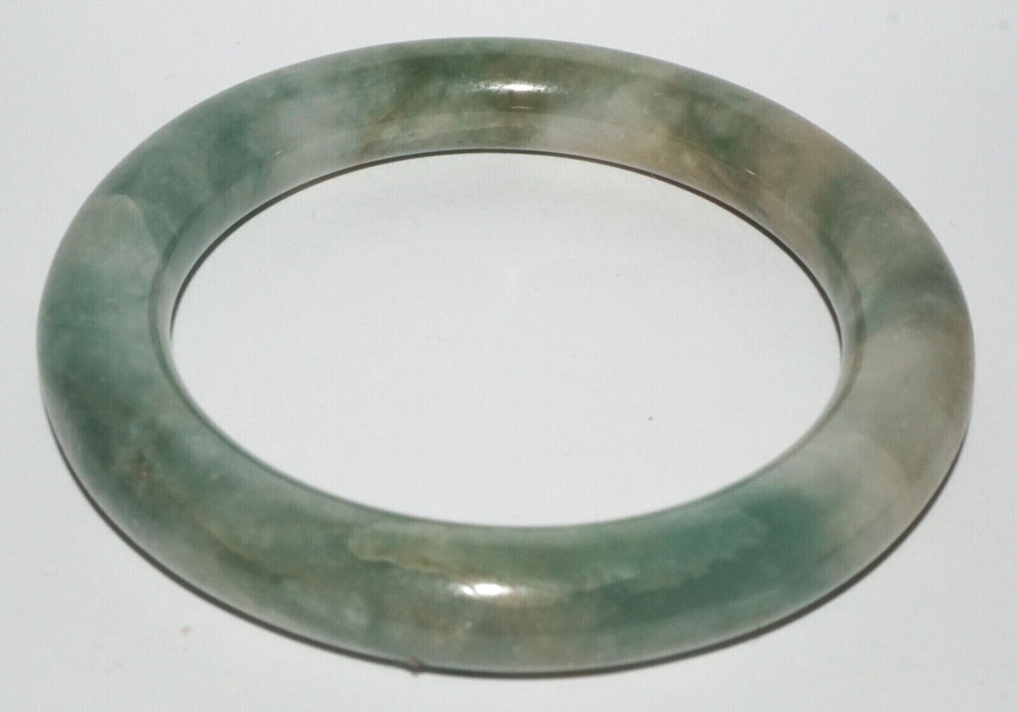 Vintage Chinese Mottled Green Jadeite Jade Bangle Bracelet (LeS) B6