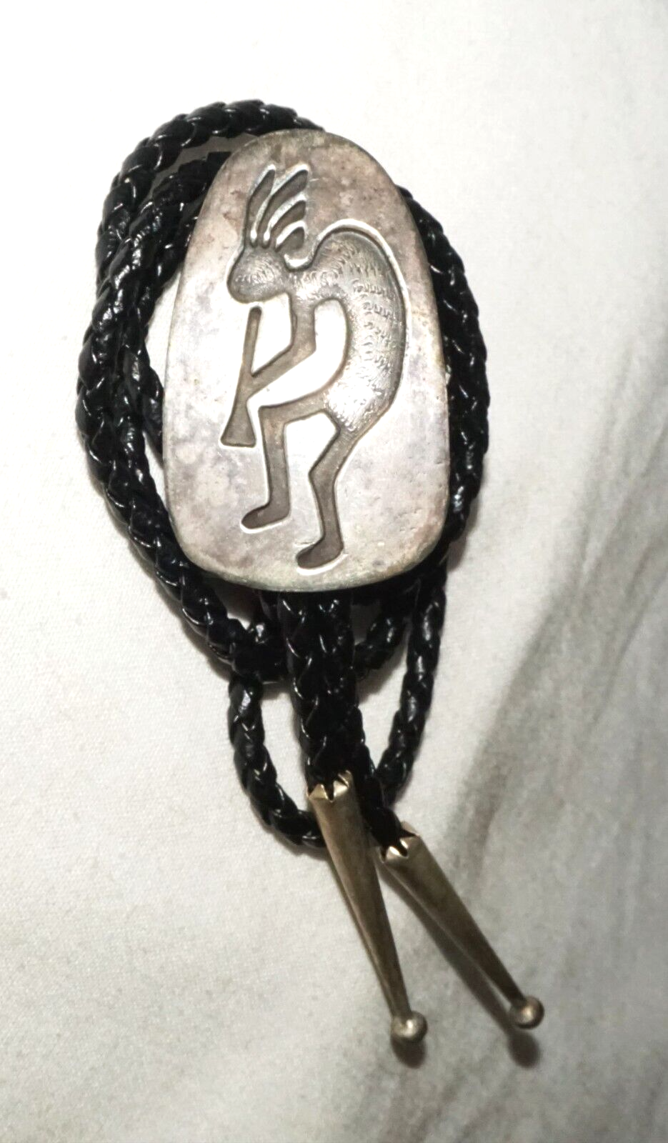 Vintage South Western Sterling Silver Kokopelli Motif Bolo Tie (KiL)