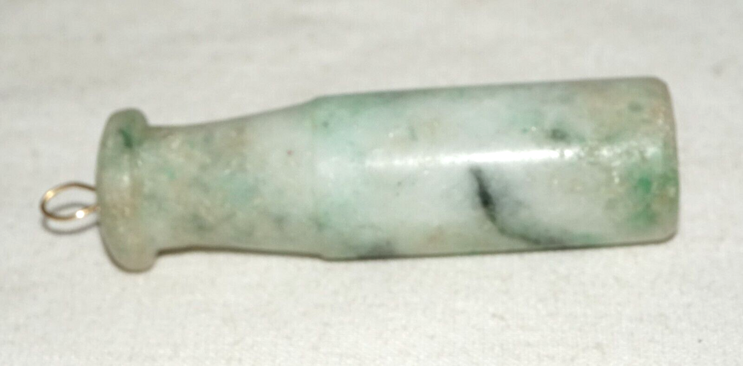 Vintage Chinese Jadeite Jade Carved Cigarette Holder Pendant (LeS)L24