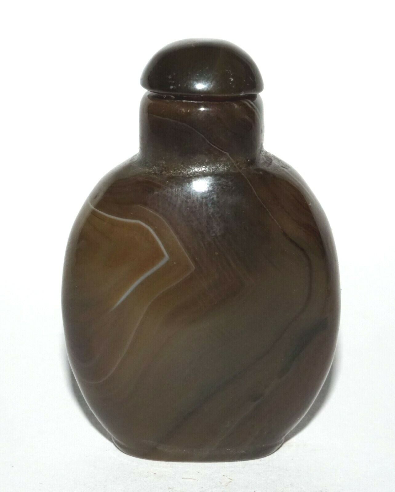 Vintage Chinese Dark Agate Snuff Bottle w. Matching Stopper (LeS) G1