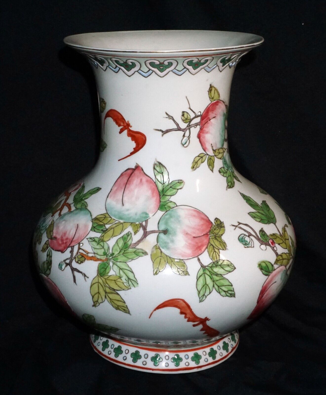 Chinese Pottery Vase w Peach Branch Motif in Enamels w. Yongzheng Mark (ChT) IC