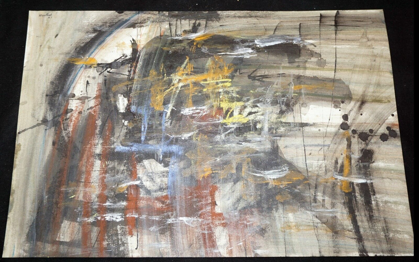 '61 California Mixed Media Abstract Painting by William Hesthal (1908-1985)(Mod)