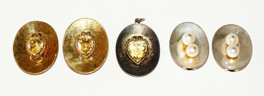 5Pc Vintage Sterling Silver Ear Clips & Pendant Lot w Citrine & Pearls (TaE) #47