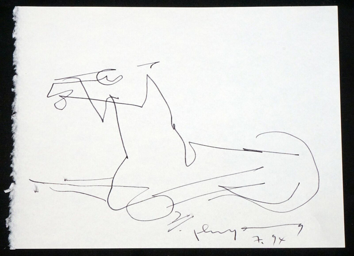 '94 Chinese Hawaii Mini Drawing "A Horse" by John Chin Young (1909 - 1997)(SaJ)9