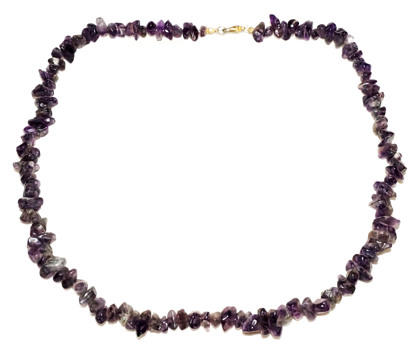 Vintage Fluorite Pebble Bead Necklace w. Gold Plated Clasp (BeM)#8