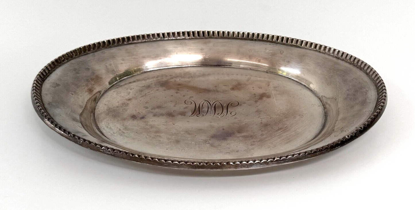 Vintage Tiffany & Co. Sterling Silver Oval Platter w Beaded Edge/ Monogram (WeP)