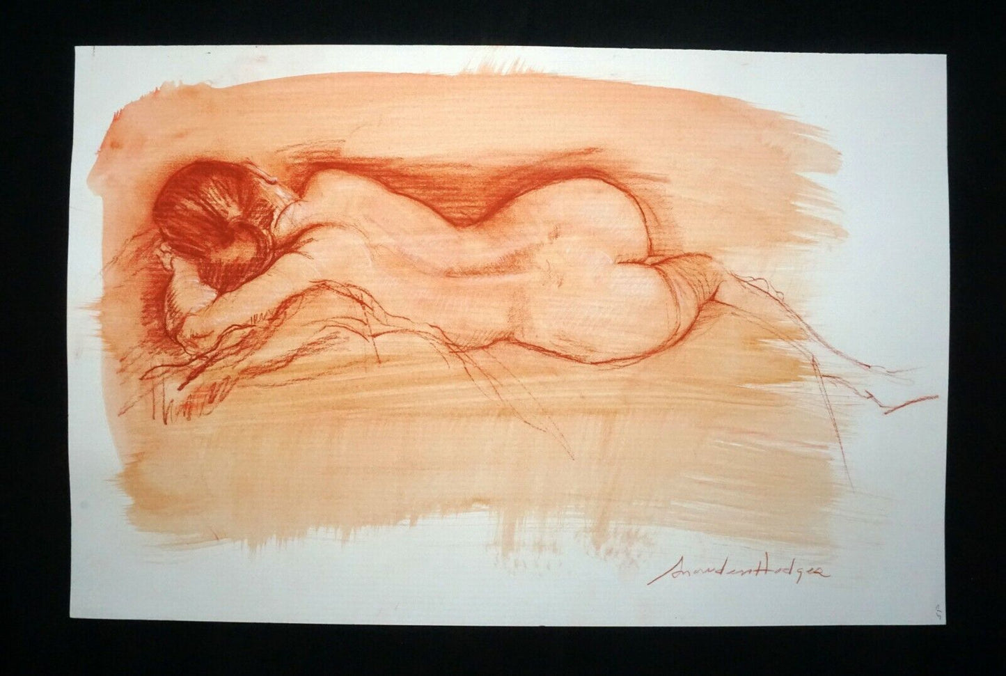 Hawaii Mixed Media Wash Painting Sleeping Female Nude Snowden Hodges(Sho)#126