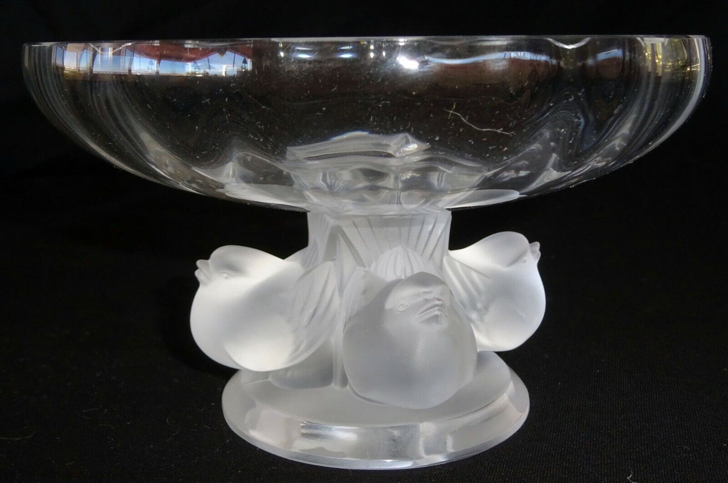 Vintage French Nogent 4 Sparrow Birds Footed Compote Bowl by Lalique (MeG)