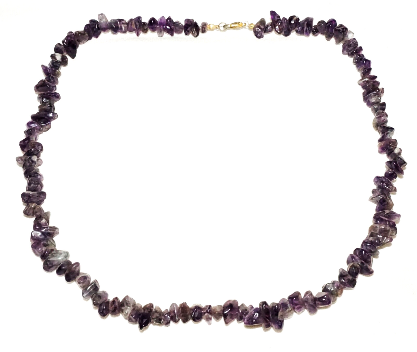 Vintage Fluorite Pebble Bead Necklace w. Gold Plated Clasp (BeM)#8