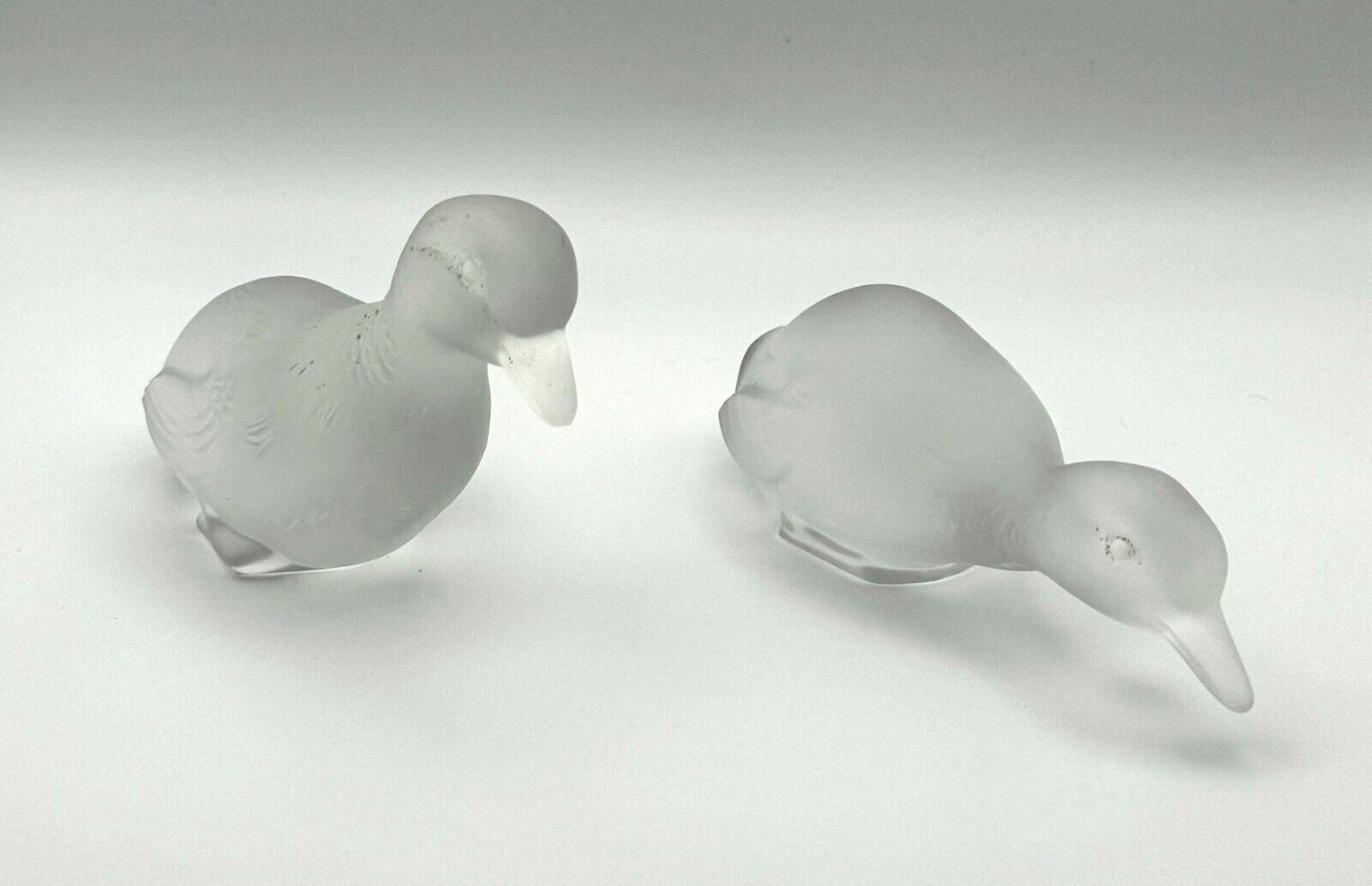 Set of 2 Vintage French Baccarat Crystal Duck Figurines (TuC)