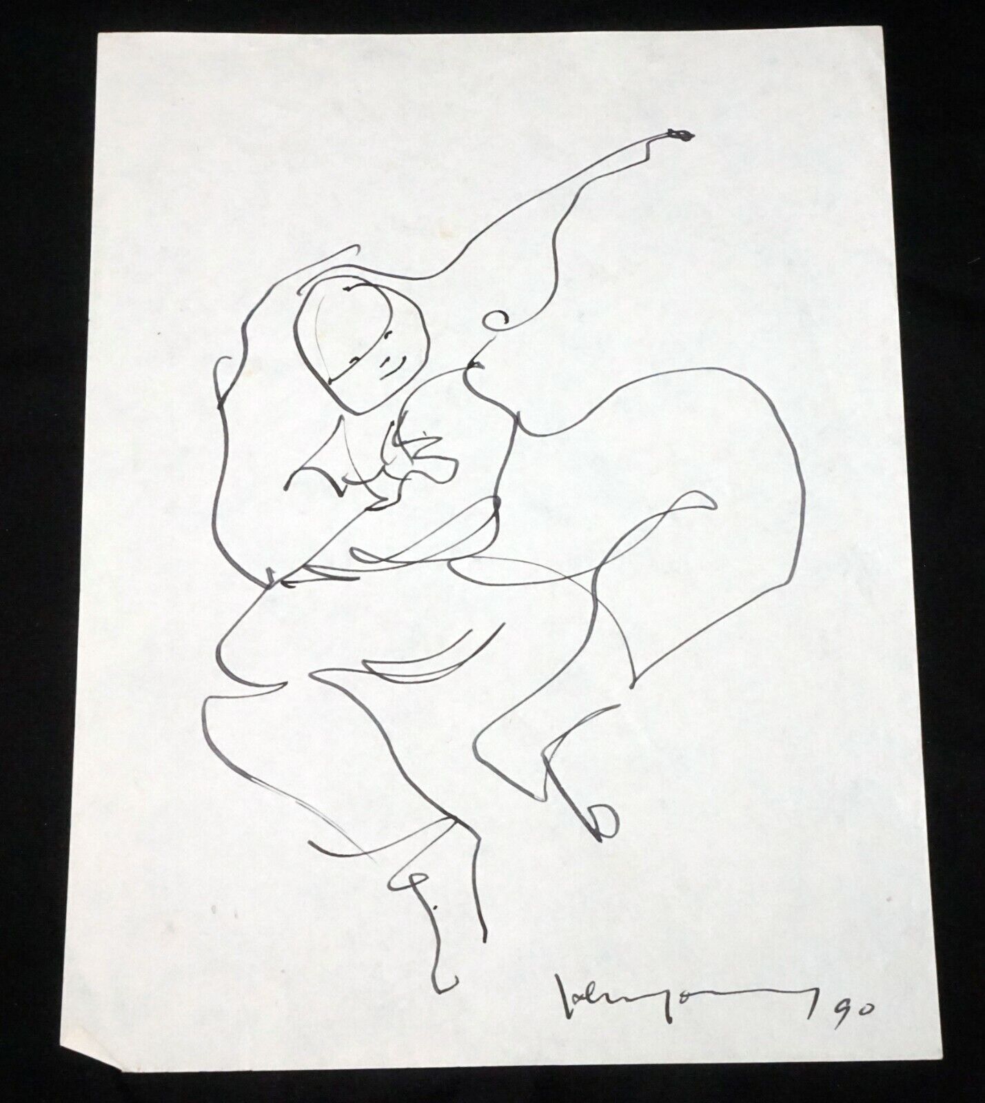 '90 Chinese Hawaii Drawing "Dancer" by John Chin Young (1909 - 1997)(SaJ)12