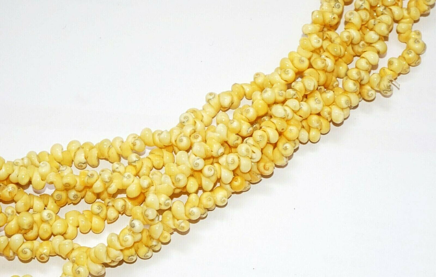 Vintage Pacific 6x Strand Yellow Mini Shell Lei Necklace w. Shell Clasp (CuM)