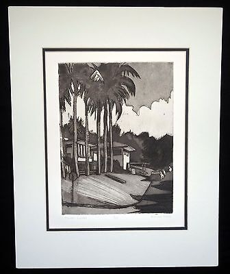 1980s Hawaii B & W Etching "Manoa Road, Oahu" by Nicholas Black (Bla)