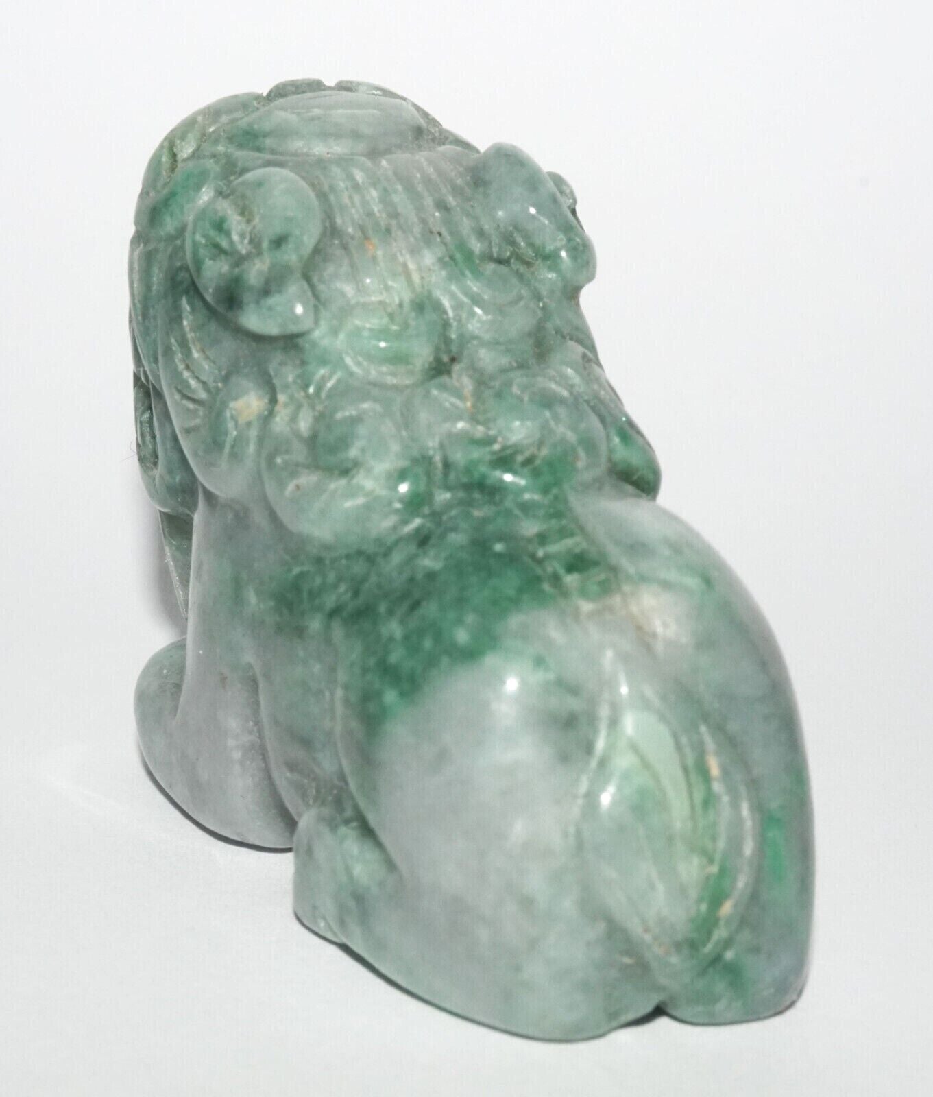 Vintage Chinese Jadeite Jade Carved Snuff Bottle w. Resting Foo Dog (LeS) G12