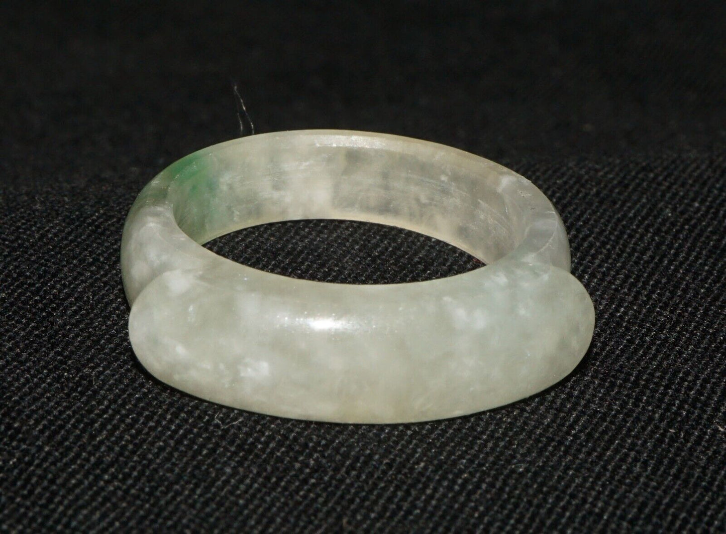 Vintage Chinese Semi Translucent Grey Green Jadeite Jade Saddle Ring Sz.8 (OdC)