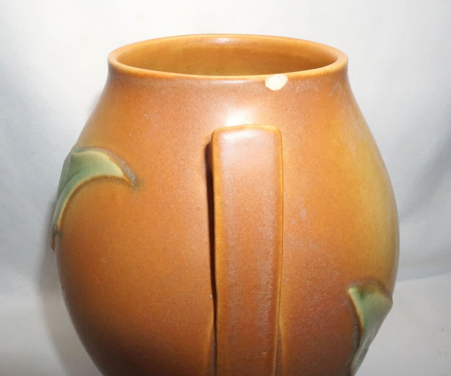 Vtg Roseville Thornapple Pottery Vase Pumpkin Orange Brown 2 Handle 820-9 (NeW)